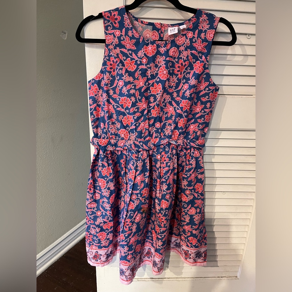 GAP Kids Navy Dress with Coral Pink Floral Print